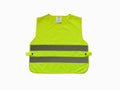 Yoko YK101 safety vest in neon yellow features two horizontal reflective gray stripes and side straps against a white background.