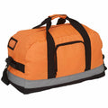 YK151 by Yoko is an orange duffel bag featuring black handles, a front pocket, and a reflective gray stripe at the bottom.