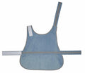 A Yoko YK180 apron made from light blue denim, featuring adjustable straps and Velcro closures.