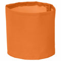 Yoko's YK201 is an orange fabric planter featuring stitched seams and an open top.