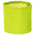 The Yoko YK201 is a circular, bright green fabric storage bin, known for its sturdy construction.