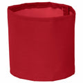 Introducing the Yoko YK201, a cylindrical fabric planter featuring a vibrant red hue and visible stitching along the top edge. Its soft and flexible structure makes it ideal for gardening or potting plants.