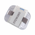 The Yoko YK202 is a rectangular badge holder featuring a clear plastic exterior and two gray elastic straps. It securely holds a card displaying the word "STEWARD" in bold black letters.