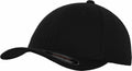 A plain black YP006 baseball cap by Flexfit By Yupoong, featuring a curved brim and a small label on the underside.