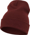 The YP012 beanie by Flexfit By Yupoong, shown with a folded cuff against a white background, features soft and slightly textured fabric to provide warmth in cool weather.