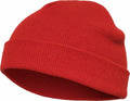 A red knit beanie hat from Flexfit By Yupoong, featuring a folded brim and labeled as product YP013, displayed against a plain white background.
