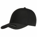 A black YP028 baseball cap by Flexfit By Yupoong is displayed on a white background.