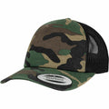 Flexfit By Yupoong's YP029 is a camouflage snapback cap featuring a mesh back panel and a flat visor.