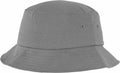 The YP039 by Flexfit By Yupoong is a grey bucket hat featuring stitching detail and small ventilation eyelets.