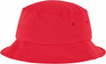 The YP039 by Flexfit By Yupoong is a bright red bucket hat with a simple design, featuring small ventilation holes on the sides.