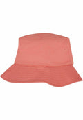The YP039 by Flexfit By Yupoong is a coral-colored bucket hat featuring a wide, sloping brim and simple stitching details. Its soft and lightweight fabric makes it ideal for casual wear or sun protection.