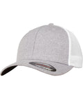The YP043 by Flexfit By Yupoong is a gray baseball cap featuring a white mesh back and a curved brim.