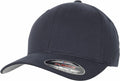 The baseball cap being displayed is the YP045 model in dark gray, featuring a smooth, curved brim. A sticker on the brim provides details about its brand, Flexfit By Yupoong, and size information. The design is minimalistic with no visible logos or additional features.