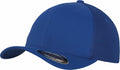 The Flexfit By Yupoong YP051 is a blue baseball cap with a solid front, mesh back, and curved brim. It comes with a sticker on the brim.