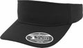 Black visor cap with a curved brim and a sticker labeled "YP059" by "Flexfit By Yupoong" on the front.