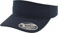 Dark blue YP059 sports visor by Flexfit By Yupoong, featuring a flat brim and the "Flexfit Tech 110" sticker on the front.
