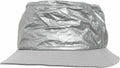 The hat is the YP069 by Flexfit By Yupoong, featuring a silver, crinkled metallic texture on the top and a smooth fabric brim.