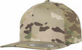 Flexfit By Yupoong's YP083 features a camouflage design, flat brim, and adjustable back.