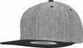 Flexfit By Yupoong's YP085 snapback cap features a gray and black color scheme with textured fabric and includes a sticker on the brim.