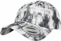 Black and white tie-dye baseball cap with a curved brim, featuring a "Classics" sticker on the front, made by Flexfit By Yupoong in their YP099 model.