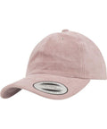 Flexfit By Yupoong's YP102 is a pink suede baseball cap featuring a curved brim and a front sticker.