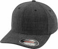 A YP105 cap by Flexfit By Yupoong in dark gray, featuring a curved brim and a sticker on the front.