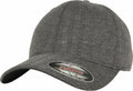 A Flexfit By Yupoong YP108 baseball cap in a gray herringbone pattern featuring a visible sticker on the brim.