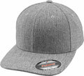 A grey YP117 cap by Flexfit By Yupoong with a sticker on the brim showing brand details.
