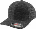 A Flexfit By Yupoong YP121 gray textured baseball cap with a sticker on the brim.