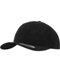 A plain black YP123 baseball cap by Flexfit By Yupoong, featuring a curved visor, is shown against a white background.