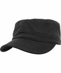 A black military-style cap with a flat top and visor, the YP136 by Flexfit By Yupoong.