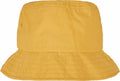A yellow bucket hat with a wide brim and stitched detailing from Flexfit By Yupoong, model YP139.