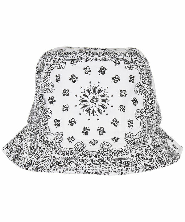 A Flexfit By Yupoong YP140 with an intricate black paisley floral pattern covering its entire surface.