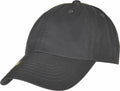 The YP175 by Flexfit By Yupoong is a black baseball cap featuring a curved brim and six panels.
