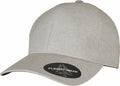 Flexfit By Yupoong YP178 baseball cap in gray, featuring a curved brim and a sticker on the front.