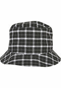 A YP198 bucket hat from Flexfit By Yupoong featuring a black and white checkered pattern.