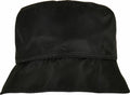 A Flexfit By Yupoong YP202 bucket hat in black featuring a wide brim and a simple design.