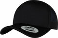 Black YP208 snapback cap by Flexfit By Yupoong, featuring a mesh back and a rounded bill, with a brand detail sticker on the front.