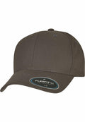 A dark green YP217 baseball cap from Flexfit By Yupoong, featuring a curved brim and a distinctive Front sticker.
