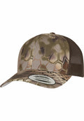 Flexfit By Yupoong's YP234 is a camouflage snapback cap featuring a mesh back and textured hexagonal pattern.