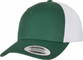 A green Flexfit By Yupoong YP237 cap features a white mesh back and a curved brim. The hat includes a Snapback sticker on the brim and carries labels reading "The Authentic Yupoong" and "Yupoong Since 1974.