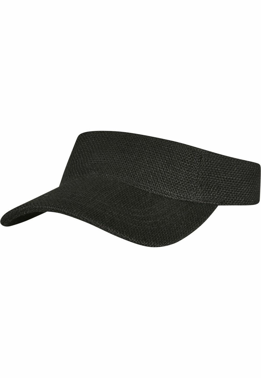 The YP246 visor cap, by Flexfit By Yupoong, features a textured fabric design and comes in black.