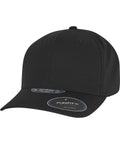 A plain black Flexfit NU adjustable snapback (6110NU) by Flexfit by Yupoong with a curved brim and a "Flexfit NU Adjustable" sticker on the brim, shown against a white background.